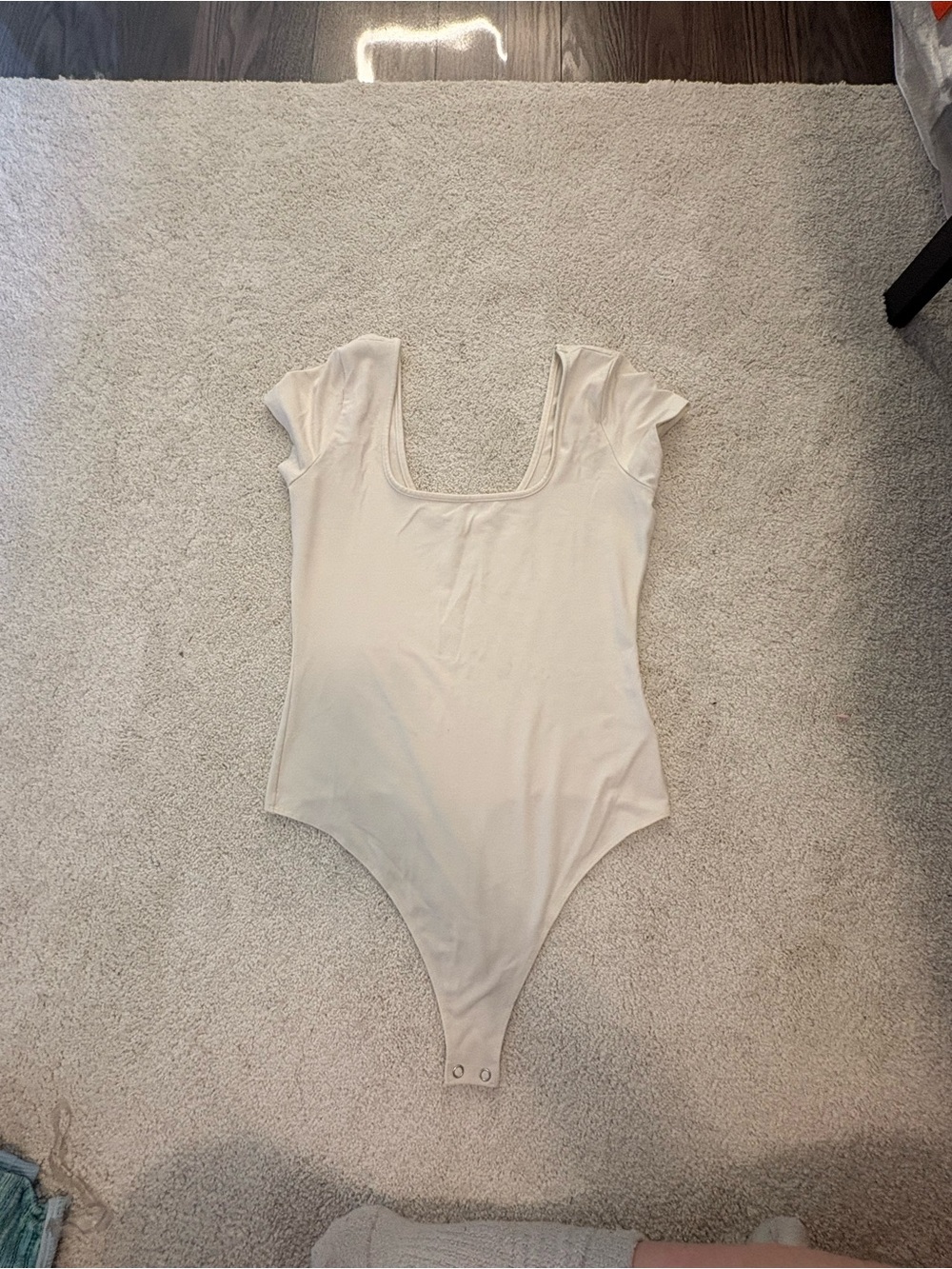 American Eagle Outfitters Cream Square Neck Bodysuit